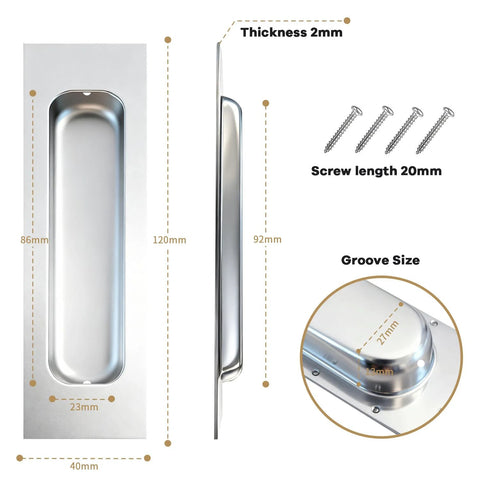 Brushed Silver Pocket Door Hardware Set With 2 Recessed Flush Finger Pulls And 1 Edge Pull Stainless Steel Pocket Door Pull For Sliding Barn Doors Built To Last Rust Resistant 1 Pack