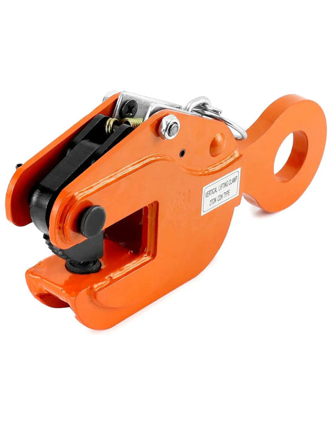 2-Ton Vertical Plate Lifting Clamp With 4400 Lb Capacity For Welding, orange with metal components, front view