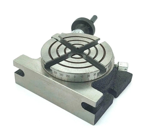 Beefy Three Inch Rotary Milling Table With M6 Clamp Kit For Milling Machines, 80mm Indexing Table With Four TSlots, 5 Degree Increments
