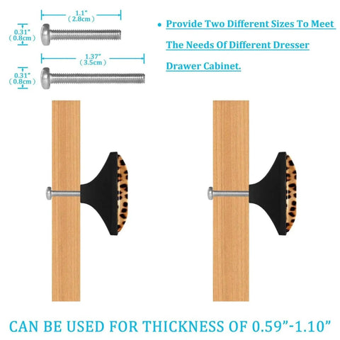 Installation diagram of Rectangular Black Drawer Pulls With Screws For Cabinets Bookcase Drawers And Dressers Leopard Print ABS Glass