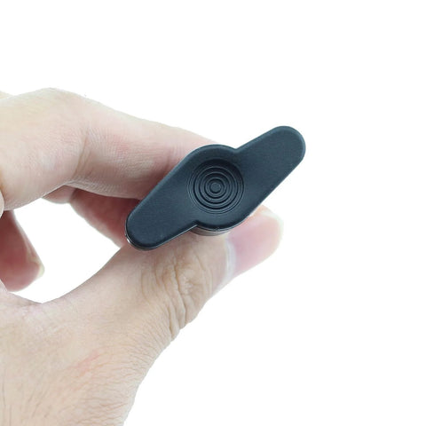 Close-up of a Z-Type T-shaped wing knob of a Set Of 4 Stainless Steel M6 Thumb Screws With Plastic Head, Black Finish.