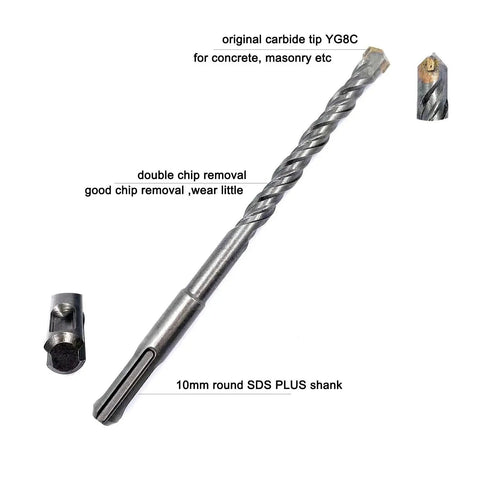 Heavy Duty Pro Grade 17 Piece SDS Plus Rotary Hammer Drill Bits Set With Chisels For Concrete And Masonry Includes 13 Drill Bits From 5.5mm To 16mm Plus One Point Chisel Two Flat Chisels And A U Groove Chisel By JFOGO