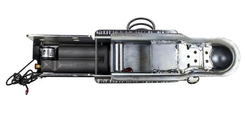 Side cutaway view of Dexter DX7.5 surge brake actuator for disc brakes, 2-inch ball, 7,500 lb capacity, zinc-plated.