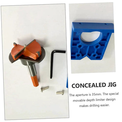 Hinge Boring Drill Bit Set For Fast And Easy Cup Hole Drilling In Woodworking Includes Locking Plate And Positioning Drill