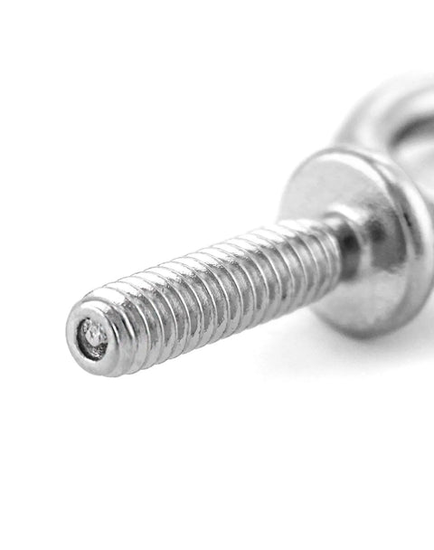 Close-up of threaded section of corrosion-resistant 20 Pack 1/4-20 Stainless Steel Eye Bolts, 1-Inch Lifting Rings, Marine Grade Threaded Eyebolts