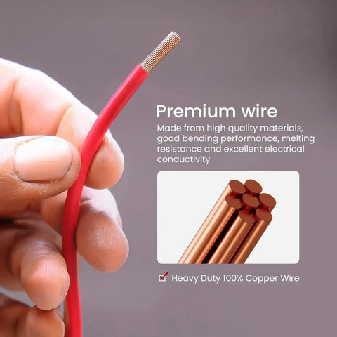 Close-up of red 14 AWG copper wire for Road Ready Inline Fuse Holder Kit With 14 Gauge 2A To 40A ATC ATO Blade Fuses 5 Pack