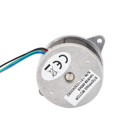 Back view of Compact Bipolar Stepper Motor With 0.9 Degree Step For Nema 14 Round Frames, 0.65A Drive, with 4 wire lead visible.
