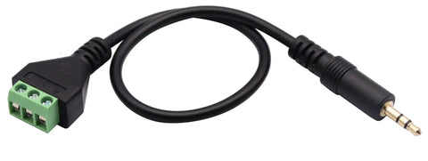 3.5mm Audio Male to 2 Pin Bolt Screw Terminal Female Cable Extender, 30cm Long, Black, Stereo Headphone Adapter
