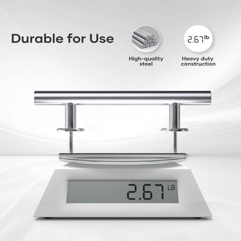 12 Inch Stainless Steel Sliding Barn Door Handles And Pulls Set With Flush Mount Hardware on digital scale, weighs 2.67 pounds.