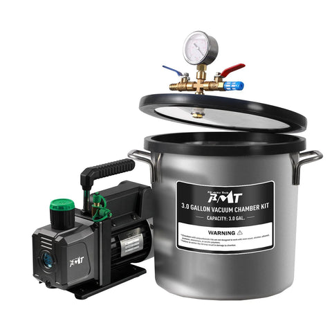 PB Motor Tech 3-Gallon vacuum chamber kit with tempered glass lid and 4.5CFM pump