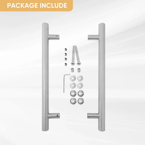 16 Inch Push Pull Door Handle Double Sided H Shape Stainless Steel For Sliding And Swing Doors Heavy Duty Silver Finish with screws