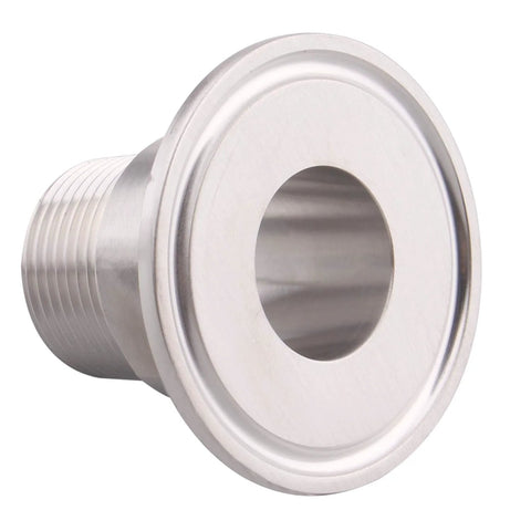 Stainless steel 1.5-inch sanitary tri-clamp to 3/4-inch male tri-clover adapter, Amazon brand.