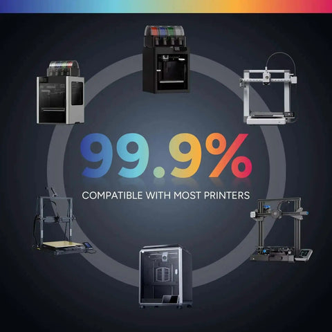 99.9% compatible with most printers graphic for PETG 3D Printer Filament 1.75mm 1Kg Spool Gold Color Strong Yet Easy