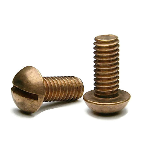 Slotted Round Head Machine Screws Thread Size 12-24, Half Inch Long, Qty 25, Silicon Bronze Copper Alloy Fasteners With Corrosion Resistance