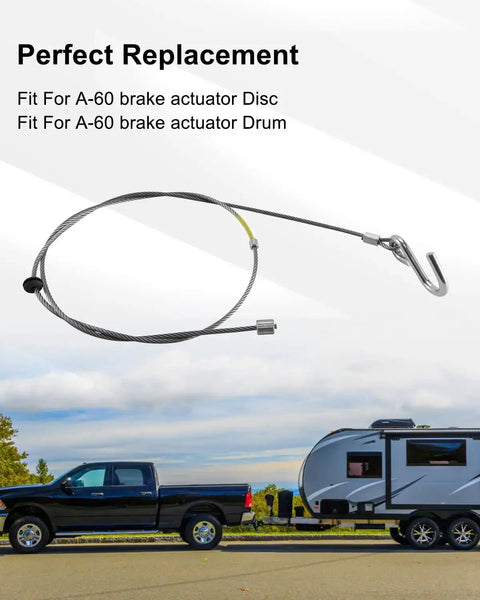 Trailer Breakaway Cable Assembly For A-60 Brake Actuator Disc And Drum, 17 Inch Effective Length And 40 Inch Total, built tough