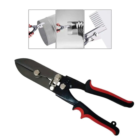 Five Metal Sheet Crimping Tool Made From High Carbon Steel With Ergonomic Nonslip Handle for gutters and pipes shown with examples