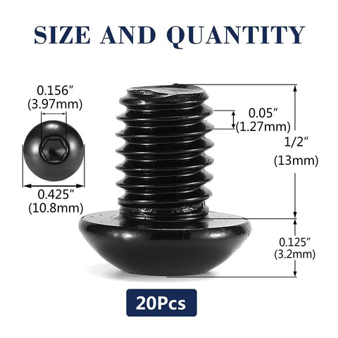One Quarter Twenty Button Head Socket Cap Bolts Set Built To Last 20 Pcs 304 Stainless Steel Black Oxide Size Details
