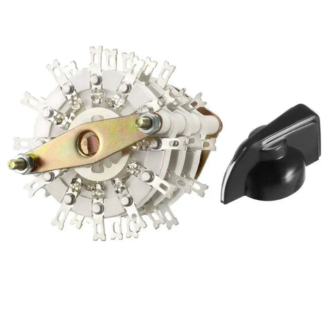 6 Pole 5 Position 3 Deck Band Selector Rotary Switch with Knob, PCB Panel Mount, 36 Pin, 9.7mm Mount Hole, 6mm Shaft, Black Knob Included