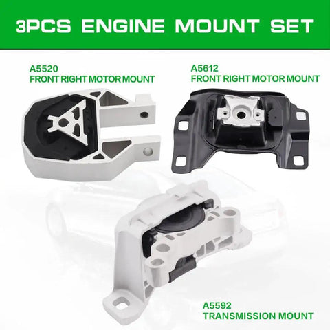 Beefed Up Engine And Transmission Mount Kit, 3 Piece Set for Transit Connect 1.6L, Escape 1.5L 1.6L, showing A5520, A5612, A5592 mounts
