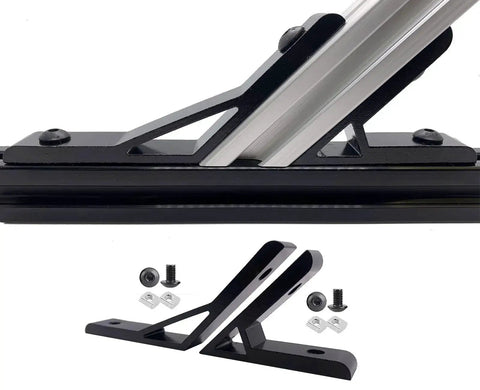 Eight Corner Bracket Set for 20 Series Aluminum Extrusion with 45 and 135 degree brackets, screws, and T nuts, side view