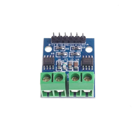 Close-up of Five Pack L9110S H Bridge Motor Driver Module for Arduino 2.5 to 12V showing connectors and circuit details on a white background.
