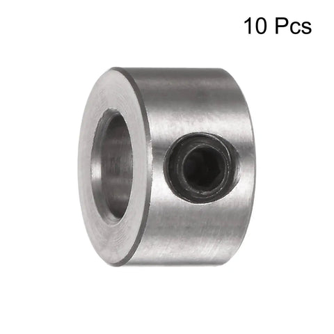 Set Screw Shaft Collars 6mm Bore Stainless Steel 12mm OD 7mm Width Pack Of 10 For Precision Positioning And Stops Landing Gear Stopper Wheel Collar 304 Stainless Steel Durable Corrosion Resistant Heavy Duty, side view.