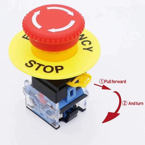 Red Mushroom Emergency Stop Push Button Switch 22mm 1 NO 1 NC Latching Panel Mount 440V AC 10A for industrial machinery