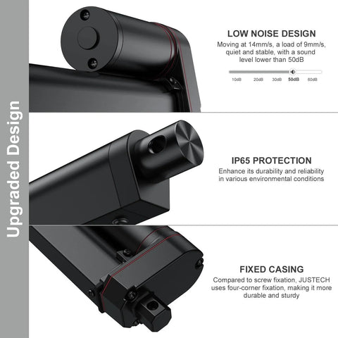 Powerful 12V Heavy Duty Linear Actuator With 225 Lbs Thrust 1000N 12 Inch Stroke Quiet Operation IP65 Waterproof Electric Actuator With Brackets For Windows Doors Farm Equipment And DIY Projects Justech.