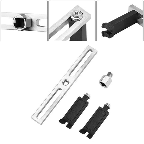 Universal Fuel Pump Removal Tool Set With Lock Ring Wrench And Tank Cover Spanner, 3/8 to 1/2 inch adjustable wrench parts displayed