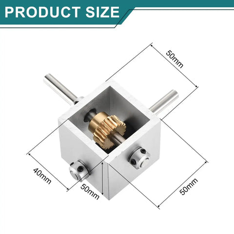 90 Degree Right Angle Worm Gearbox 1 To 20 Reduction Gearbox with 1 Module 20 Teeth, aluminum frame, and 8mm shaft, 50x50mm size