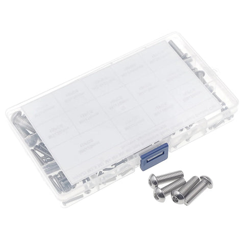 Dope Metric Socket Cap Screws Set 185-Piece Assortment Kit, M2.5 M3 M4 M5 M6 M8, Stainless Steel 304 in a clear plastic case