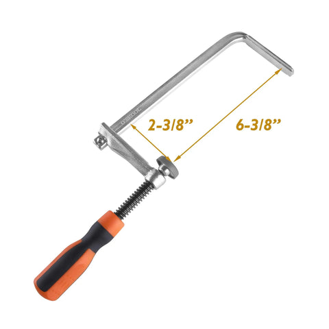 Track F Clamp For 3/8 x 3/4 Double Cut T-Track, 6 Inch Opening, 2 3/8 Inch Throat, Heavy Duty Universal Woodworking Clamp