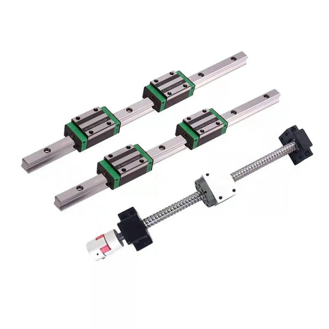 25mm Ball Screw Kit With 1450mm Linear Rail Set SFU2510 RM2510 Anti Backlash System showing rails and bearing blocks