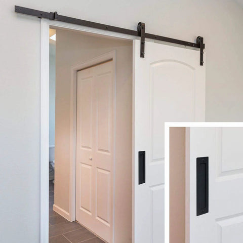 7 Inch Barn Door Finger Pull Set Black Beefy Heavy Duty Invisible Door Handle for Gates Garages Sheds Barn Doors Flat Bottom