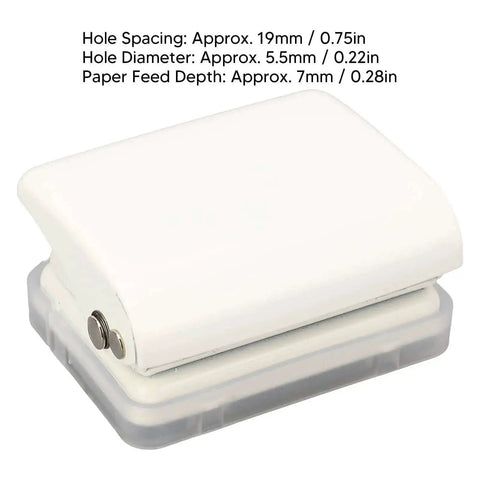 White 3 Hole Punch Handheld Metal Round Punch for Do It Yourself Binders Notebooks and Scrapbooks, with 5 Sheet Capacity