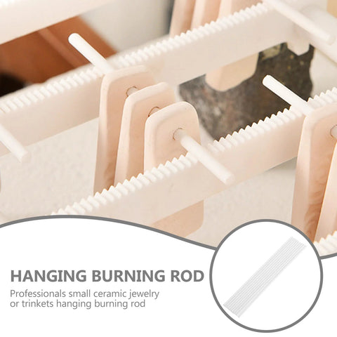 TEHAUX 10-pack alumina kiln hanging rods, white, 3.94 in high-temp ceramic bead/pendant firing supports for jewelry