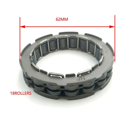 One Way Clutch Bearing Assembly For General Purpose Motorcycle And ATV Overdrive Replacement Part Suitable For G K W Series Models And Replacement For 4SH-16664-00-00 ATV Clutch Mechanisms featuring a 62mm diameter and 18 rollers