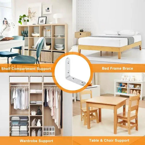 Heavy Duty 20 Pack 2.5 By 2.5 Inch Stainless Steel Corner Braces L Shaped Brackets With Wood Screws For Tables Chairs Desks Dressers Shelves Built To Last Brushed 304 Stainless Right Angle Support in furniture application examples