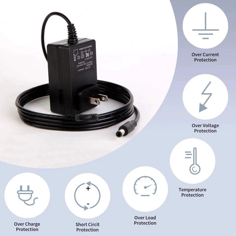 6V 1A DC Power Supply Wall Charger With 5.5x2.1mm And 2.5mm DC Plugs, Universal AC Adapter For Small Electronics with protection features.