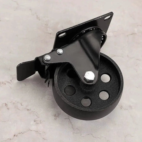 Three Inch Plate Caster Wheel Set With Cast Iron Swivel Plate Casters And Dual Locking for vintage TV stands and carts