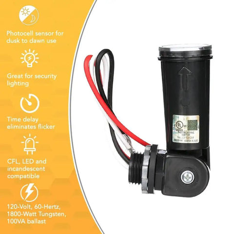 Outdoor Conduit Lighting Control With Photocell Sensor For Dusk To Dawn Auto Operation showing wiring and photocell sensor details
