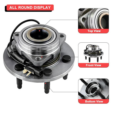 Front Wheel Bearing And Hub Assembly 4x4 With ABS For Chevy Silverado 1500 Suburban Tahoe GMC Sierra 1500 Yukon XL Cadillac Escalade XTS 4WD 6 Lug Replacement Kit 2 Pack, all-round display with multiple views.