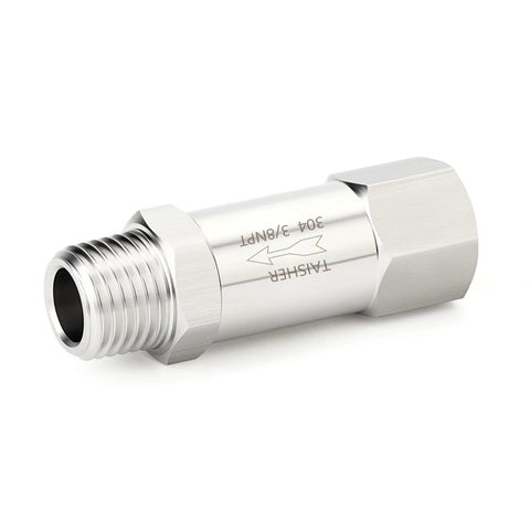 TAISHHER stainless steel check valve, 304 SS, 3/8 NPT male to 3/8 NPT female backflow preventer