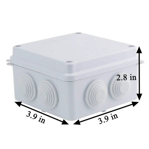Heavy Duty IP65 Weatherproof Junction Box ABS Plastic Electrical Enclosure 3.9 By 3.9 By 2.8 Inches White Surface Mount