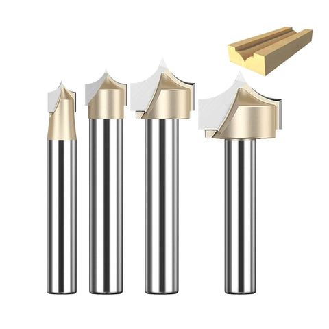 Four Piece Roundover Router Bit Set With One Quarter Inch Shank For CNC Woodworking And Carving, Dope Carbide Two Flute