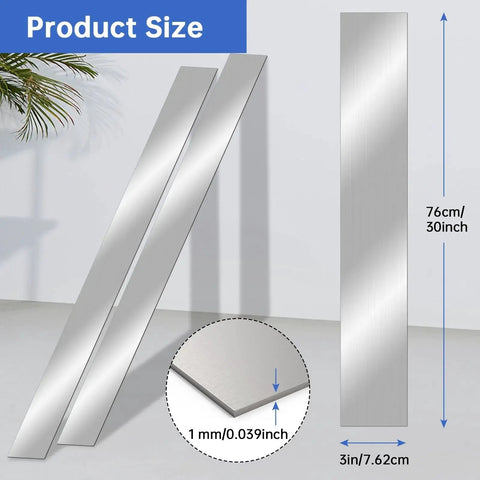 Two Pack 304 Stainless Steel Gap Filler Trim Strips With Brushed Finish 30 By 3 Inches And 0.04 Inch Thick Bendable And Cuttable
