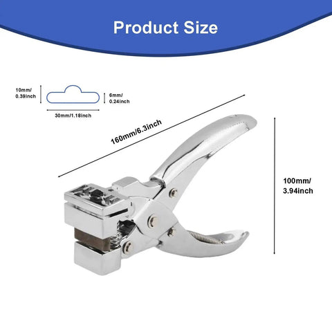 Handheld T Slot Hole Punch For DIY Crafts With Non Slip Grip Aircraft Style Euro Slot Punch T Hook Clamp Pliers Cutter Zinc Alloy Tool for Metalwork and Leatherwork showing product dimensions and chrome finish