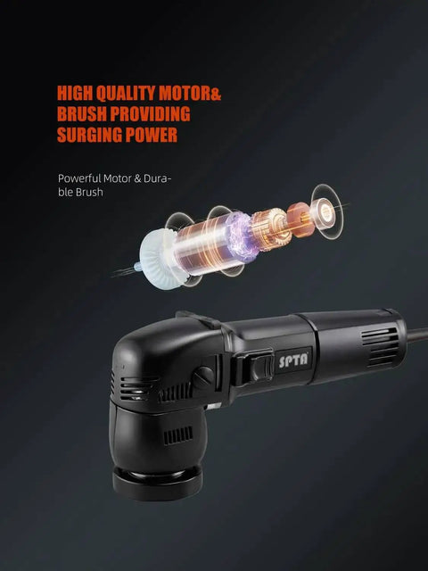 Compact 3 Inch Orbital Polisher With 10mm Orbit 780W Variable Speed Dual Action Ergonomic Grip Includes Polishing Pads