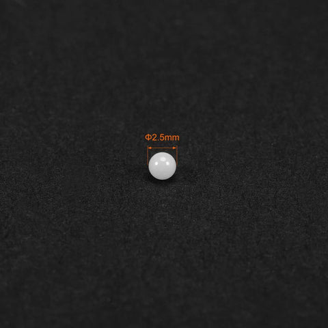 Ceramic bearing ball, 2.5 mm diameter, ZRO2 zirconium oxide, white, front view