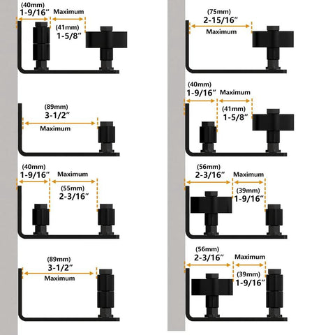 Sliding Barn Door Floor Guide 2 Pack For Bottom, 8 Setup Options, Adjustable Stay Roller Fits All Size Doors, Matte Black, Wall Mount